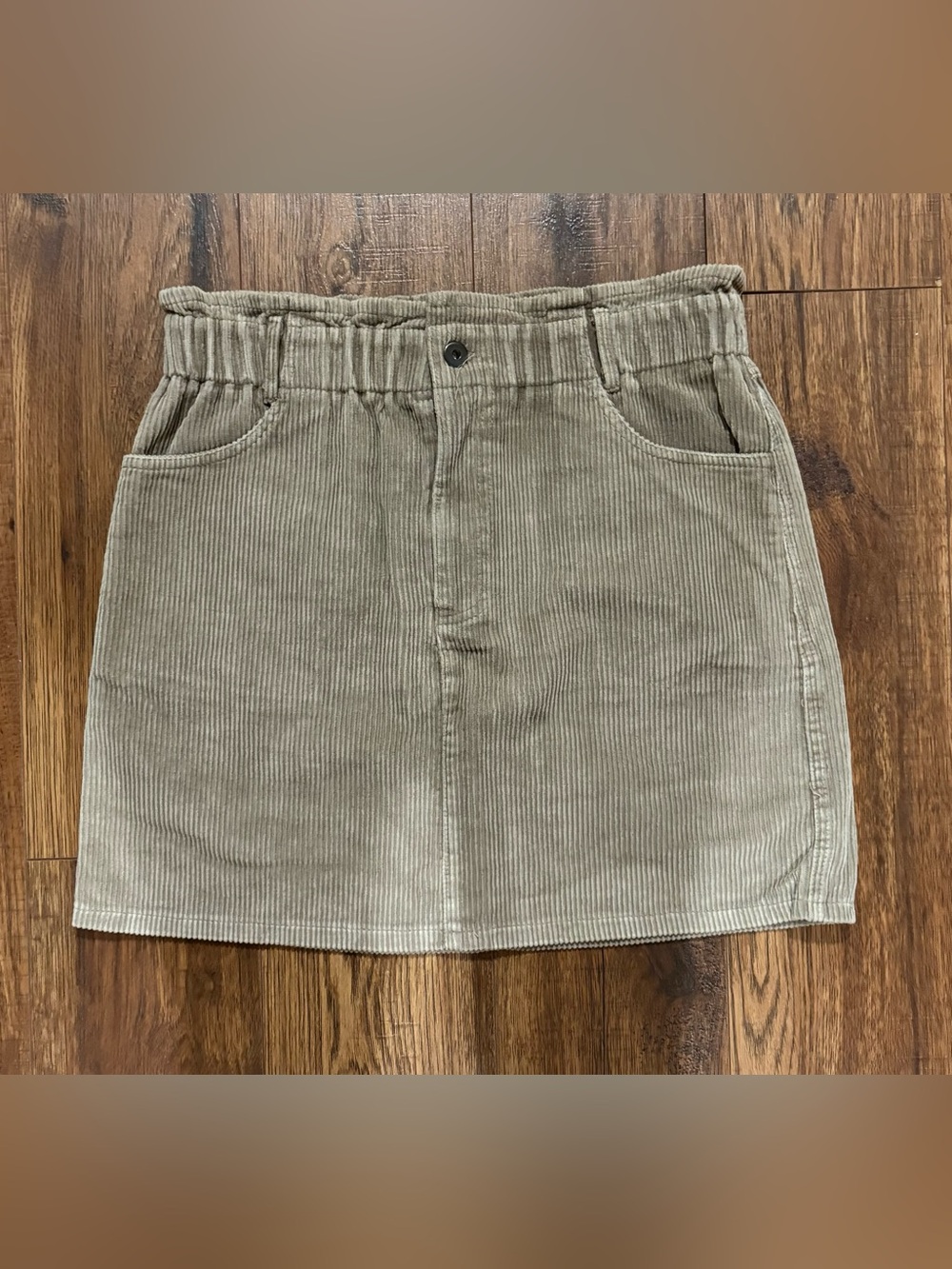 She + Sky Taupe Corduroy Elastic Waist Skirt Size L